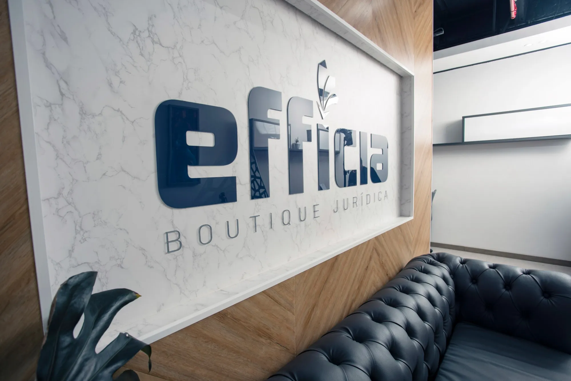 Logo de Efficia en la recepción